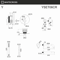 Whitecross Y Смеситель для душа встраиваемый: излив 21 см, ручной душ 150 см, цвет: хром глянцевый YSET06CR
