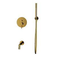 Whitecross Y Смеситель для душа встраиваемый: излив 21 см, ручной душ 150 см, цвет: золото глянцевое YSET06GL