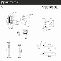 Whitecross Y Смеситель для душа встраиваемый: излив 21 см, ручной душ 150 см, цвет: золото глянцевое YSET06GL