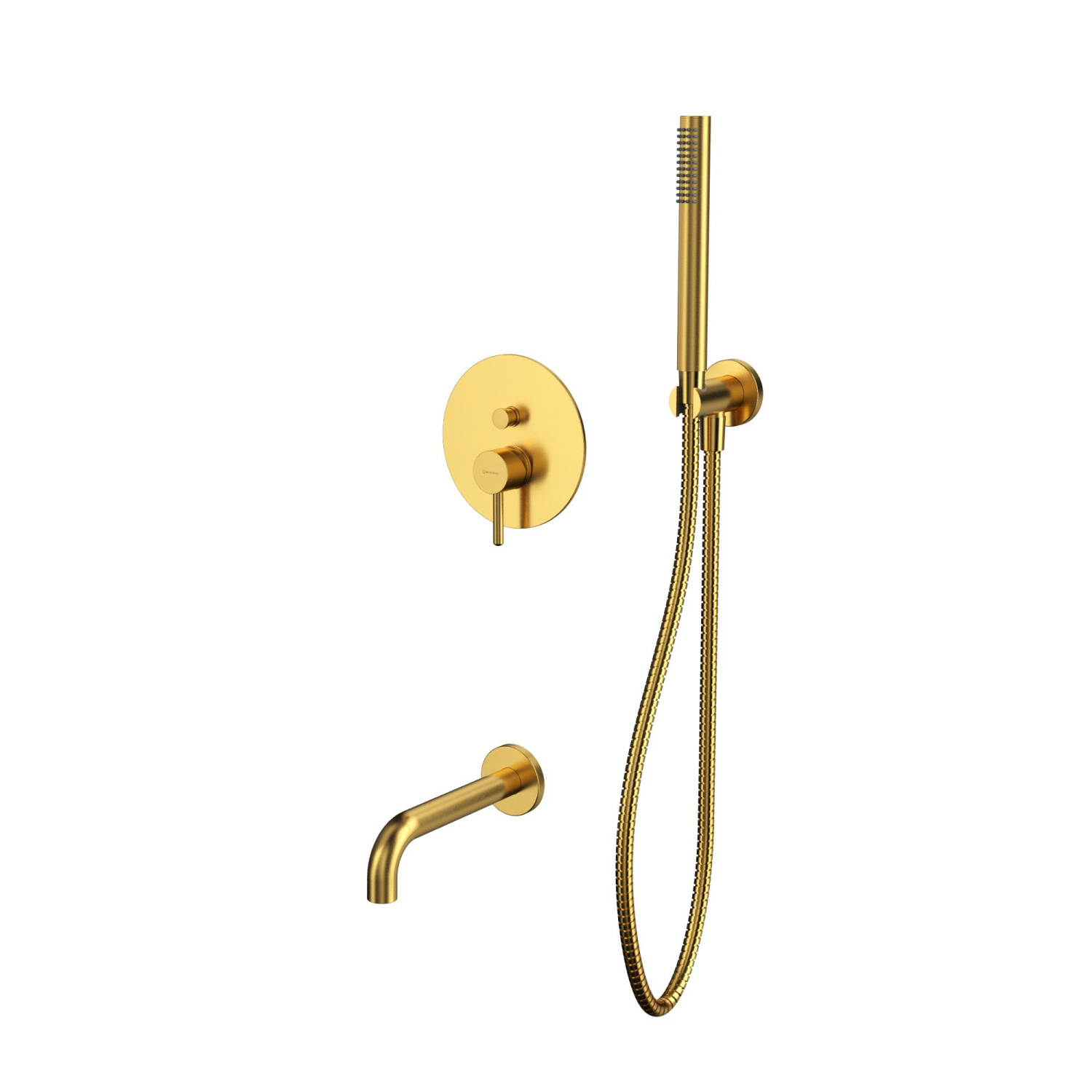 Whitecross Y Смеситель для душа встраиваемый: излив 21 см, ручной душ 150 см, цвет: золото браш. YSET06GLB