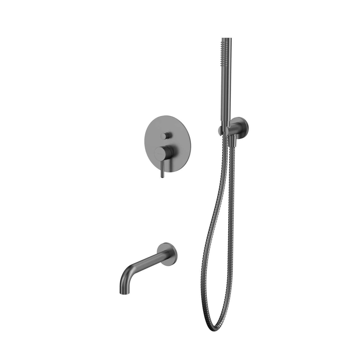 Whitecross Y Смеситель для душа встраиваемый: излив 21 см, ручной душ 150 см, цвет: оружейная сталь YSET06GM