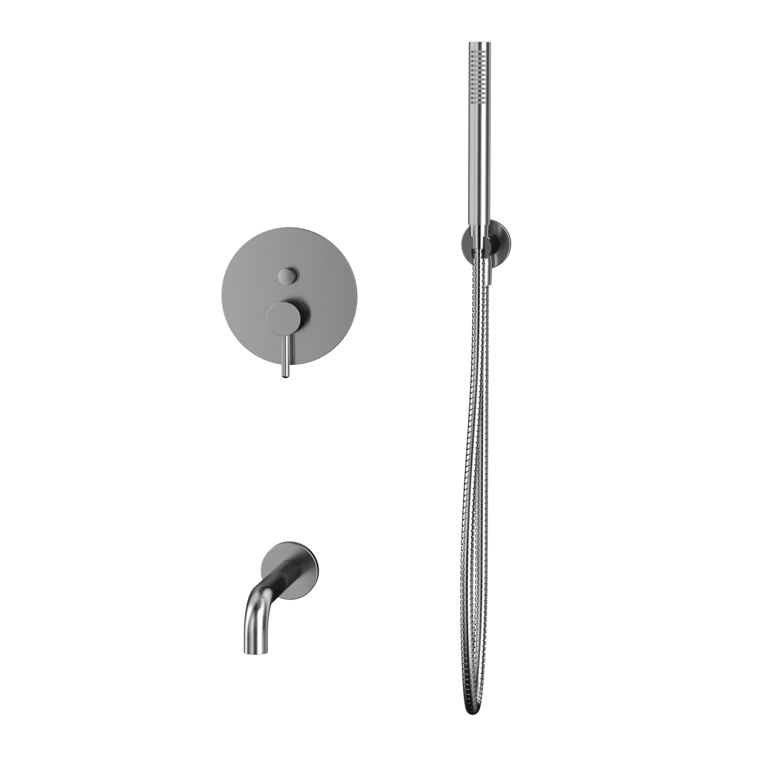 Whitecross Y Смеситель для душа встраиваемый: излив 21 см, ручной душ 150 см, цвет: никель браш. YSET06NIB