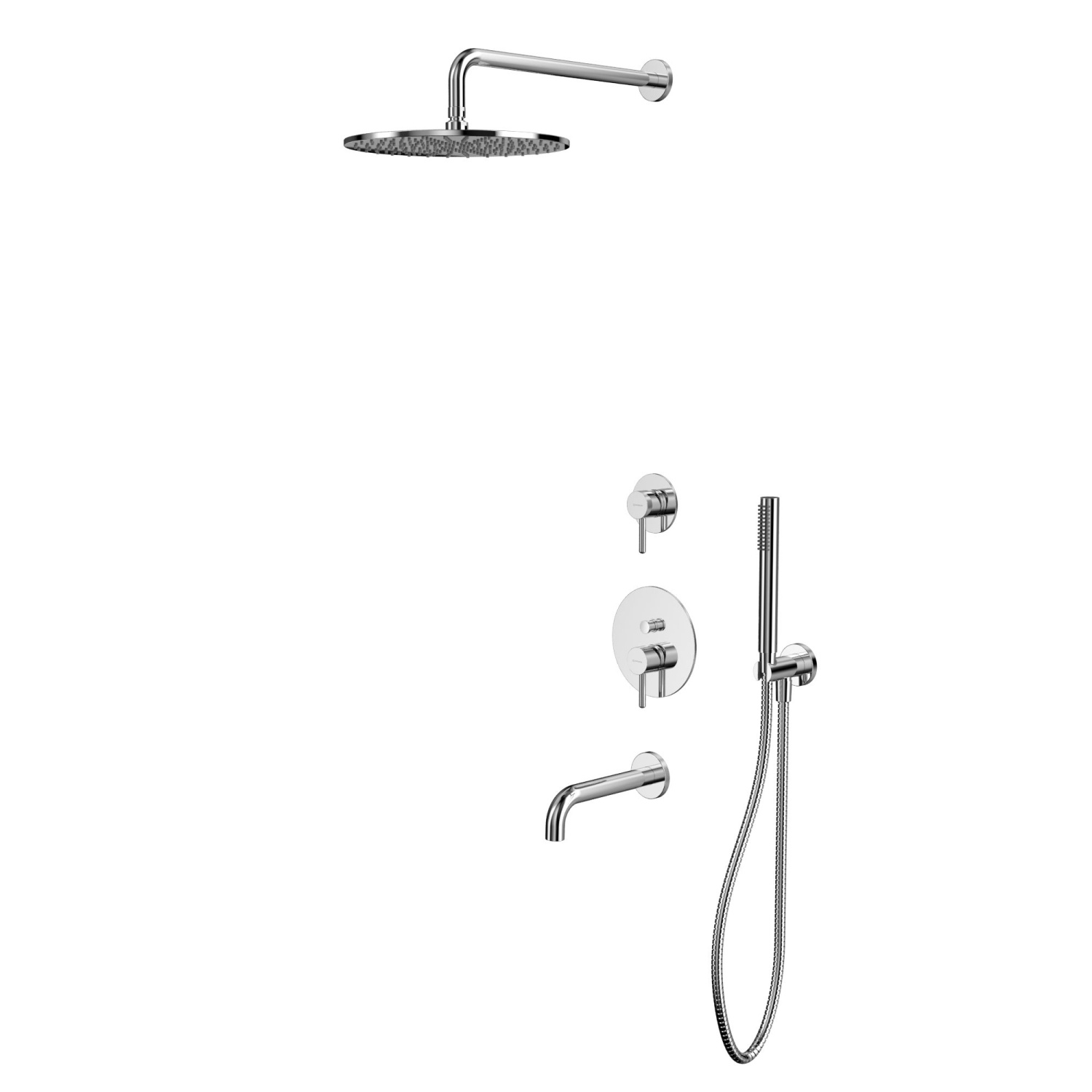 Whitecross Y Душевой комплект встраиваемый: излив 21 см, ручной и верхний душ, цвет: хром глянц. YSET07CR
