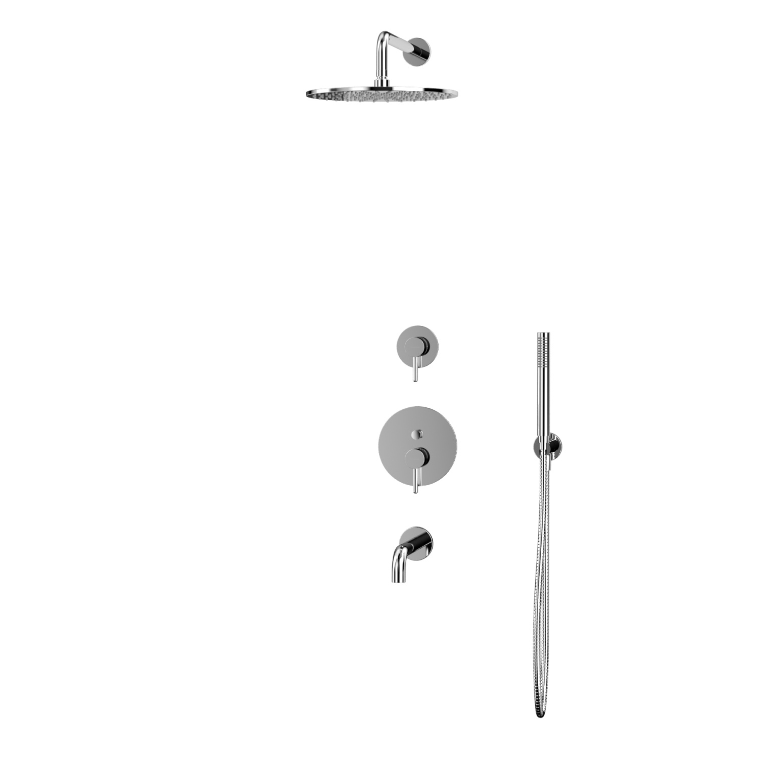 Whitecross Y Душевой комплект встраиваемый: излив 21 см, ручной и верхний душ, цвет: хром глянц. YSET07CR