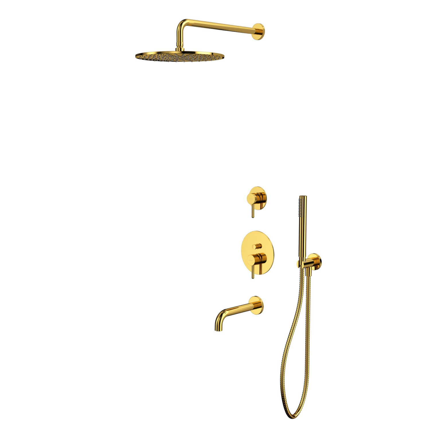 Whitecross Y Душевой комплект встраиваемый: излив 21 см, ручной и верхний душ, цвет: золото глянц. YSET07GL