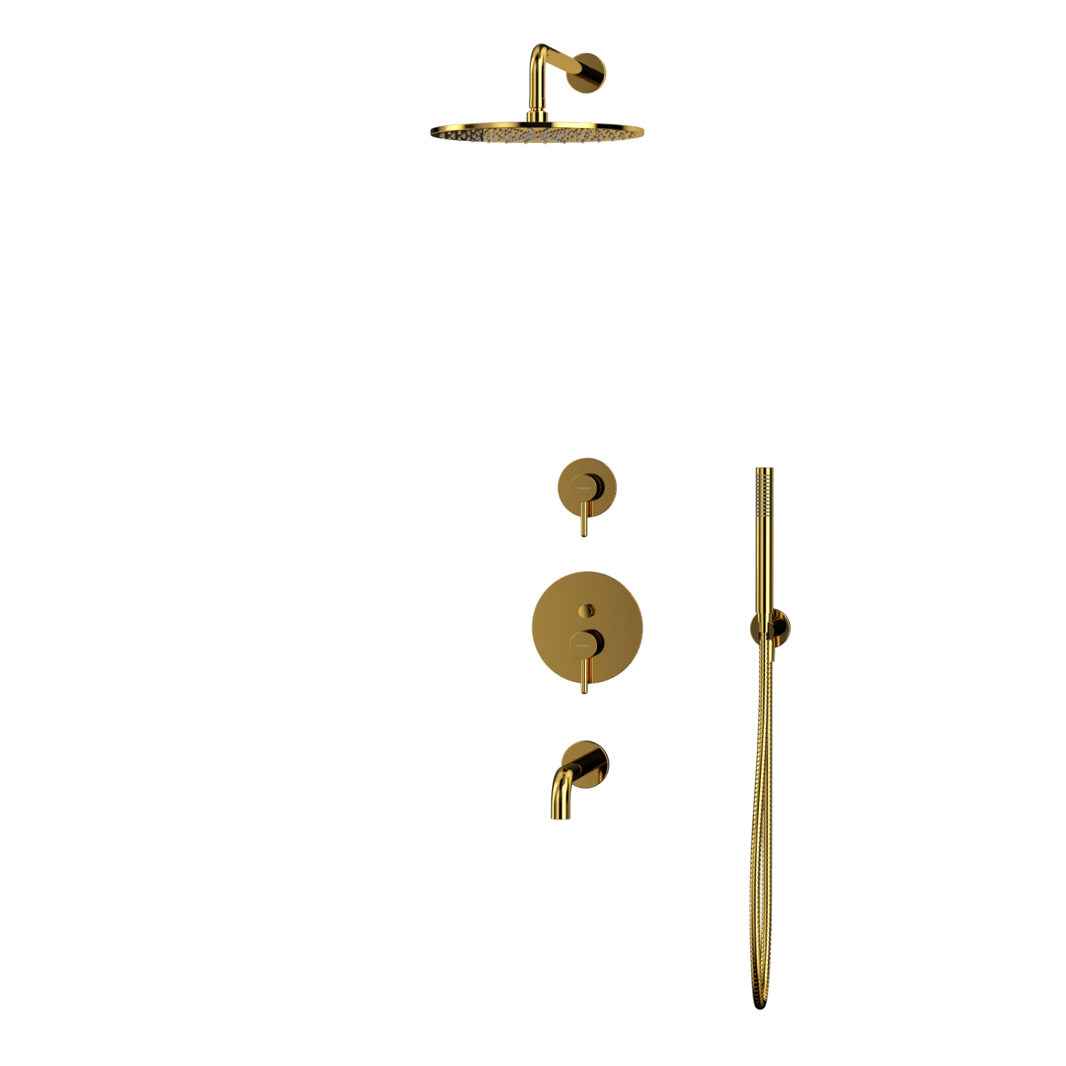 Whitecross Y Душевой комплект встраиваемый: излив 21 см, ручной и верхний душ, цвет: золото глянц. YSET07GL