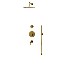 Whitecross Y Душевой комплект встраиваемый: излив 21 см, ручной и верхний душ, цвет: золото глянц. YSET07GL