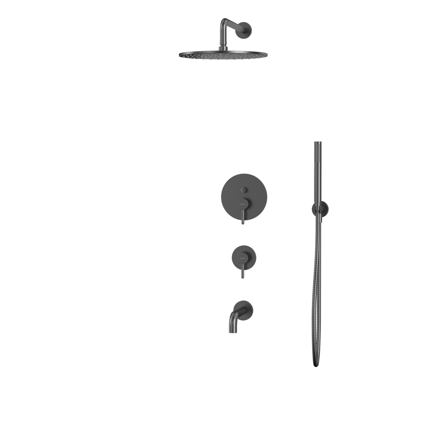 Whitecross Y Душевой комплект встраиваемый: излив 21 см, ручной и верхний душ, цвет: оружейная сталь YSET07GM