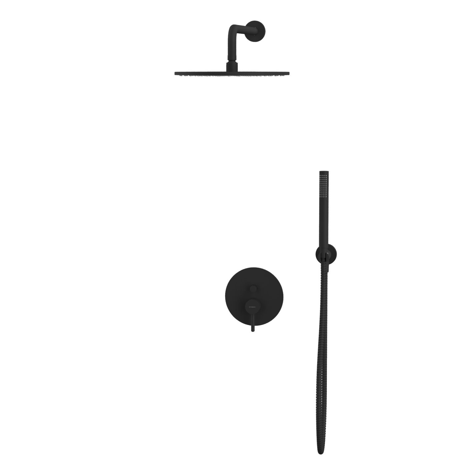 Whitecross Y Душевой комплект встраиваемый: ручной душ, шланг, верхний душ 30 см, цвет: черный мат. YSET04BL