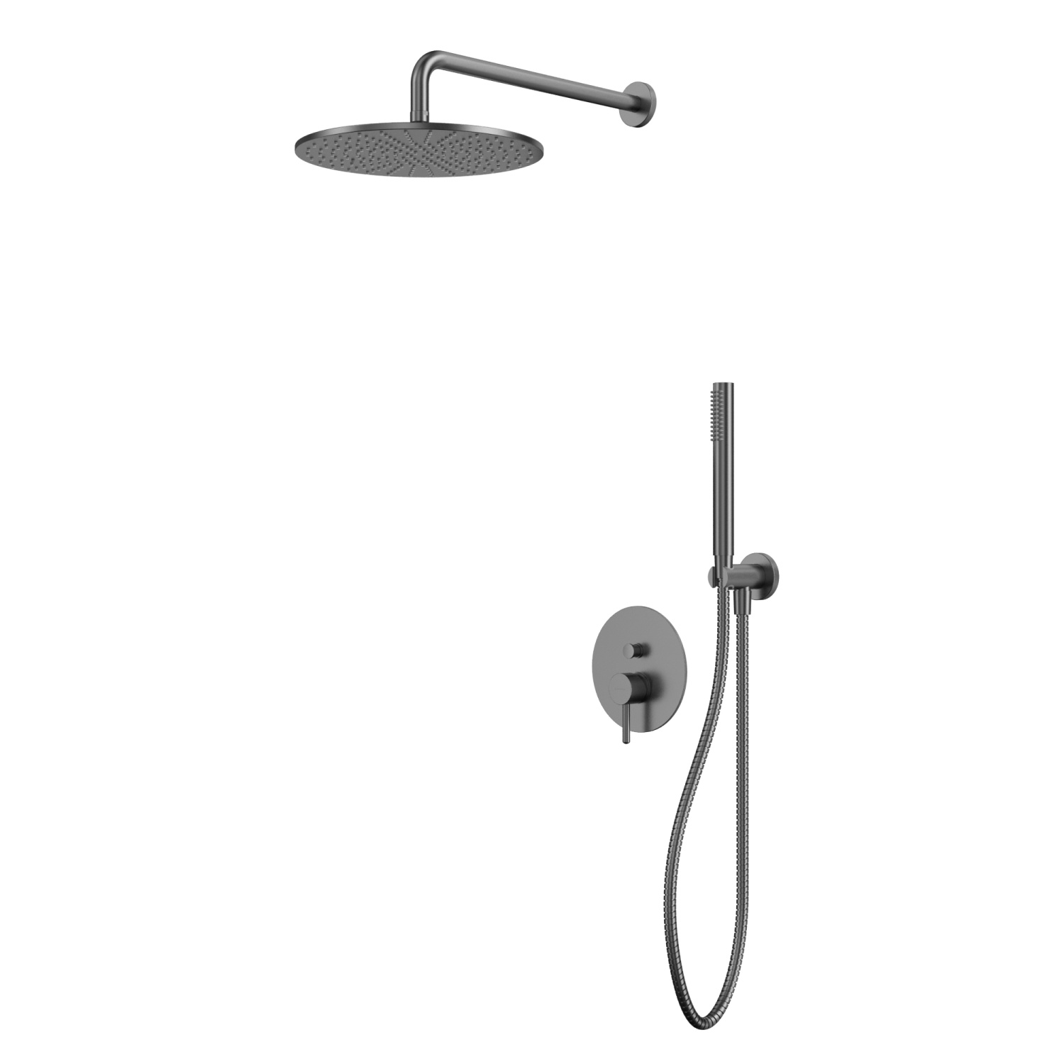Whitecross Y Душевой комплект встраиваемый: ручной душ шланг верхний душ 30 см цвет: оружейная сталь YSET04GM