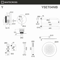 Whitecross Y Душевой комплект встраиваемый: ручной душ, шланг, верхний душ 30 см, цвет: никель браш. YSET04NIB