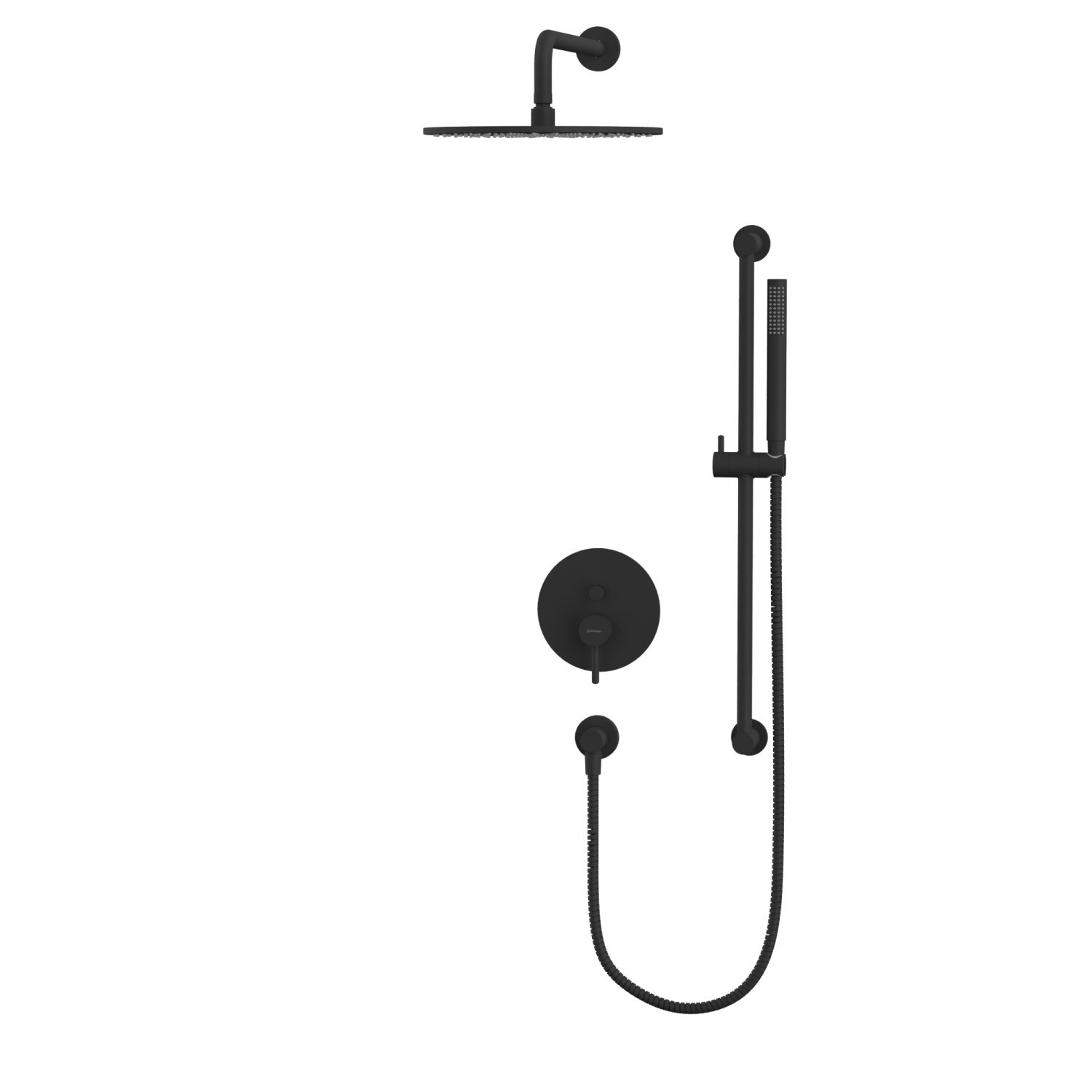 Whitecross Y Душевой комплект встраиваемый: ручной и вержний душ, шланг, штанга, цвет: черный мат. YSET05BL