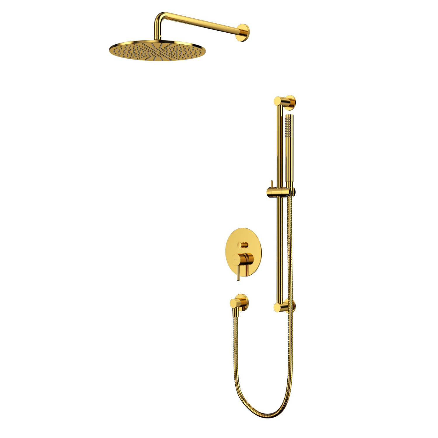 Whitecross Y Душевой комплект встраиваемый: ручной и вержний душ, шланг, штанга, цвет: золото глянц. YSET05GL
