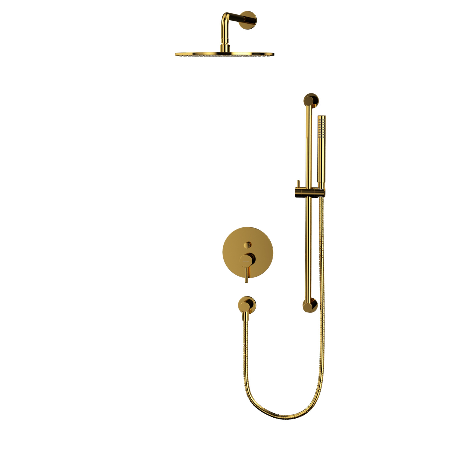 Whitecross Y Душевой комплект встраиваемый: ручной и вержний душ, шланг, штанга, цвет: золото глянц. YSET05GL