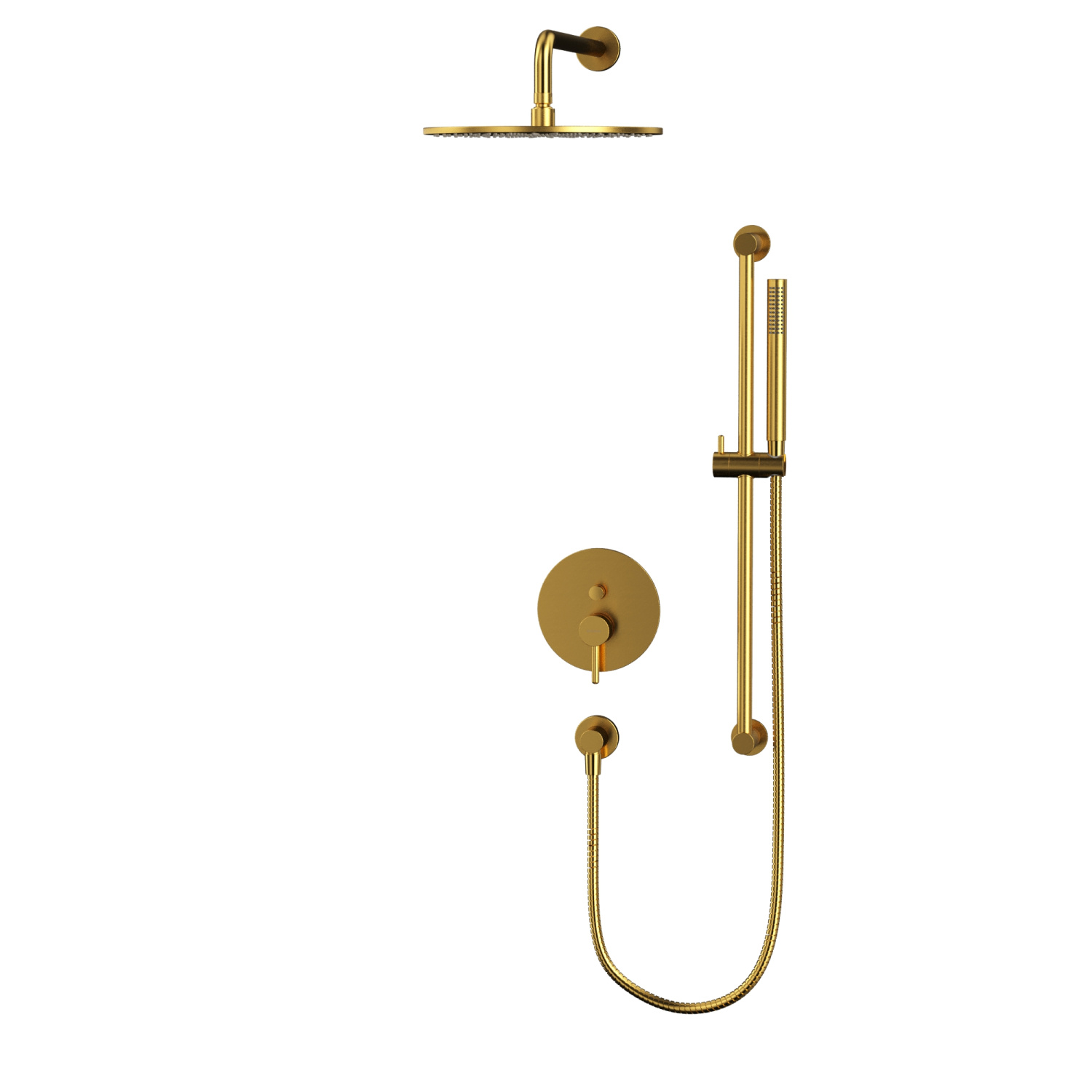 Whitecross Y Душевой комплект встраиваемый: ручной и вержний душ, шланг, штанга, цвет: золото браш. YSET05GLB