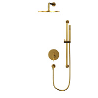 Whitecross Y Душевой комплект встраиваемый: ручной и вержний душ, шланг, штанга, цвет: золото браш. YSET05GLB