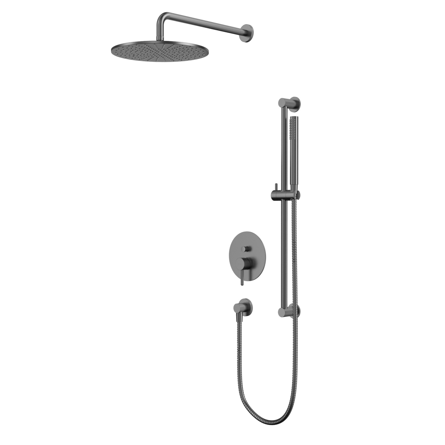 Whitecross Y Душевой комплект встраиваемый: ручной и вержний душ, шланг штанга цвет: оружейная сталь YSET05GM