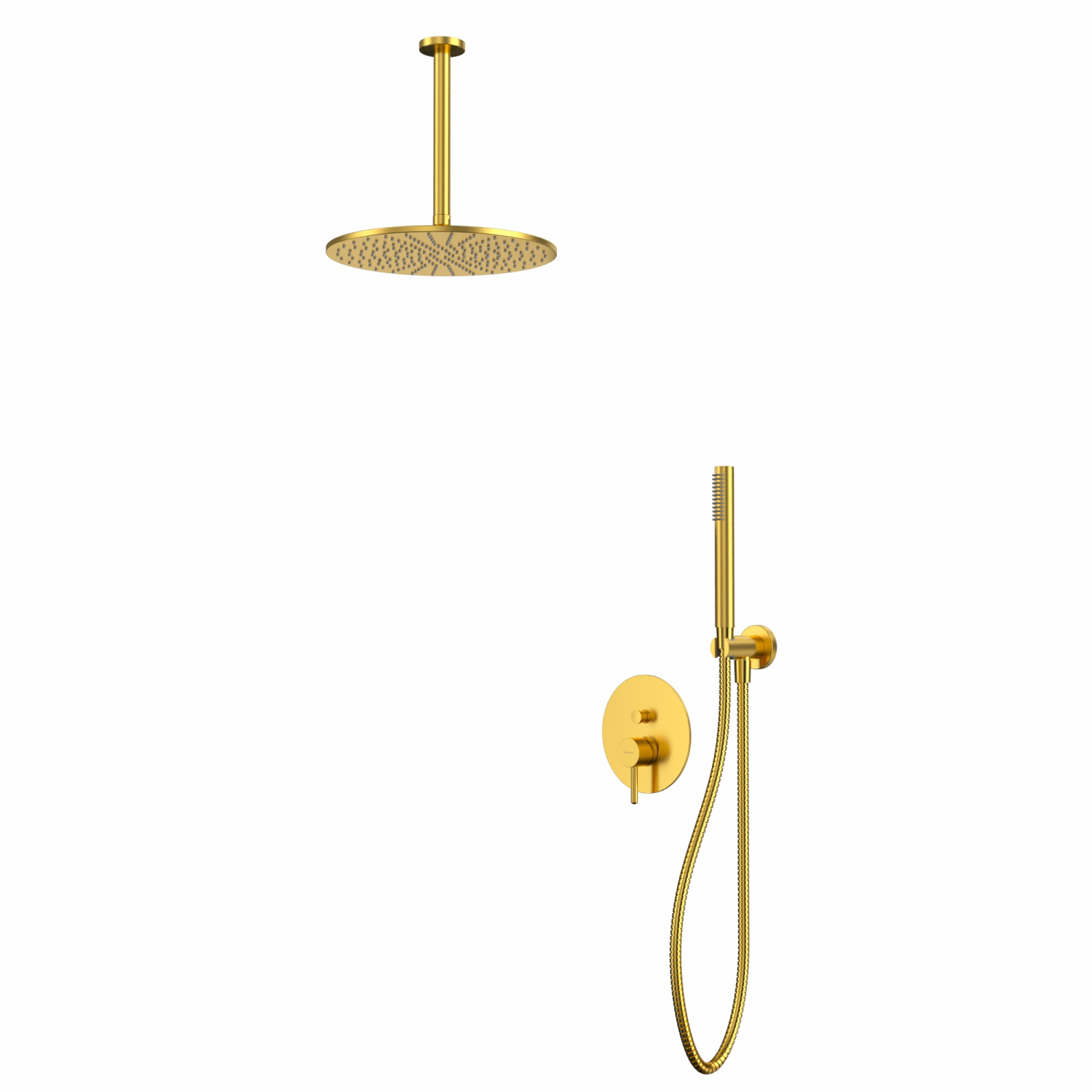Whitecross Y Душевой комплект встраиваемый: ручной душ, шланг, верхний душ 30 см, цвет: золото браш. YSET12GLB