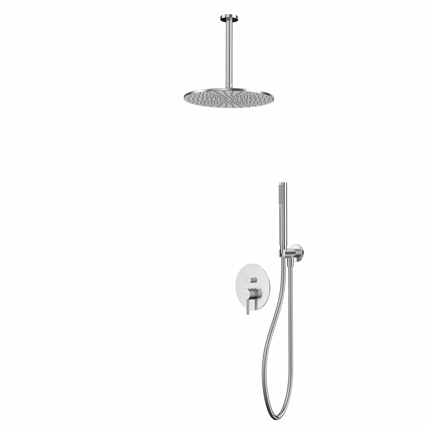 Whitecross Y Душевой комплект встраиваемый: ручной душ, шланг, верхний душ 30 см, цвет: никель браш. YSET12NIB