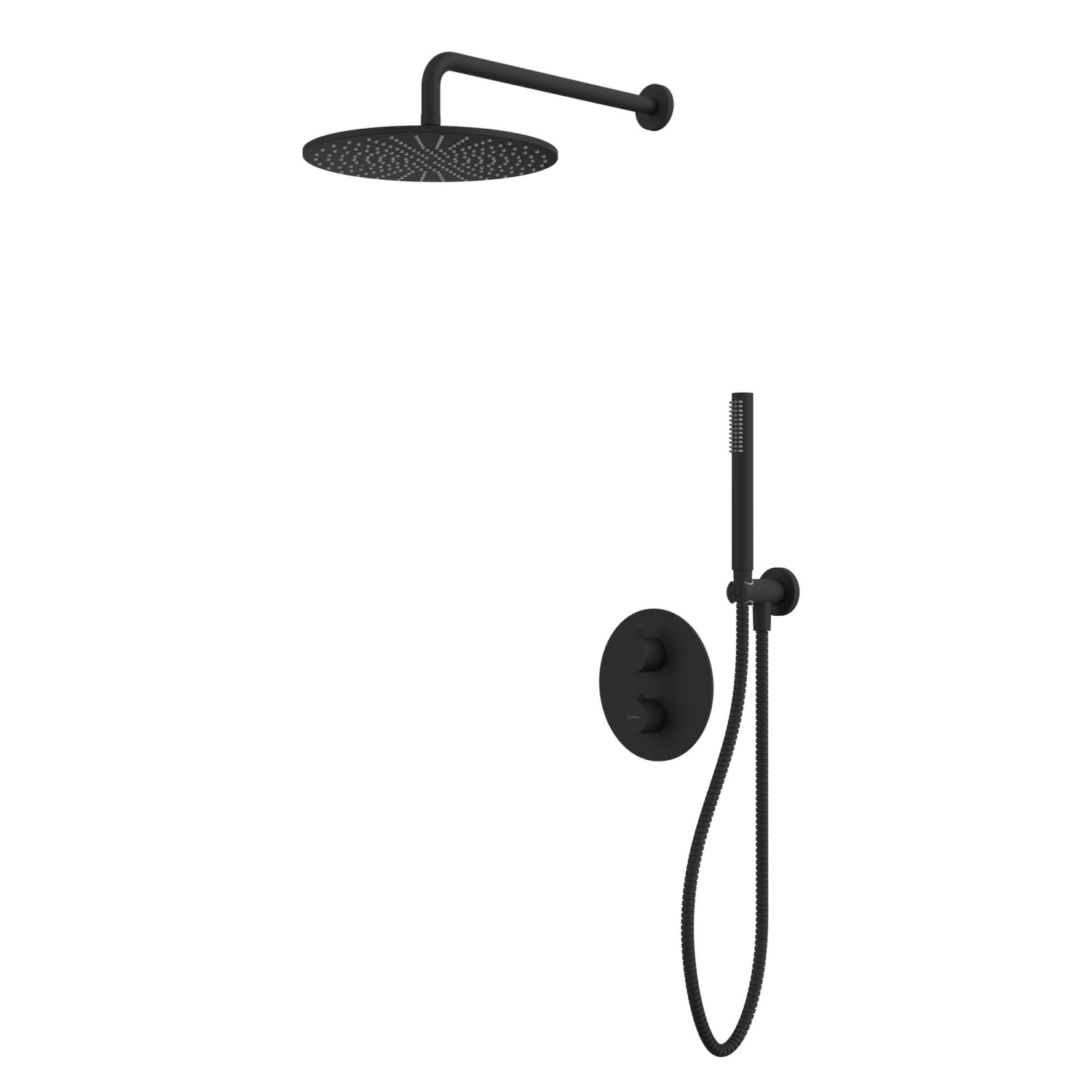 Whitecross Y Душевой комплект встраиваемый: термостат, ручной и верхний душ, шланг цвет: черный мат. YSET08BL