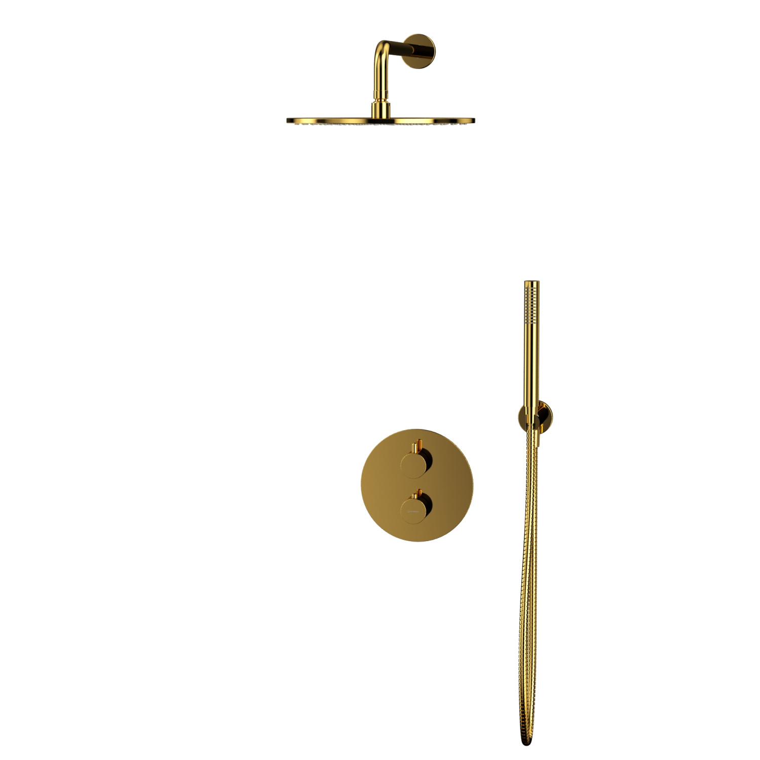 Whitecross Y Душевой комплект встраиваемый: термостат ручной и верхний душ шланг цвет: золото глянц. YSET08GL