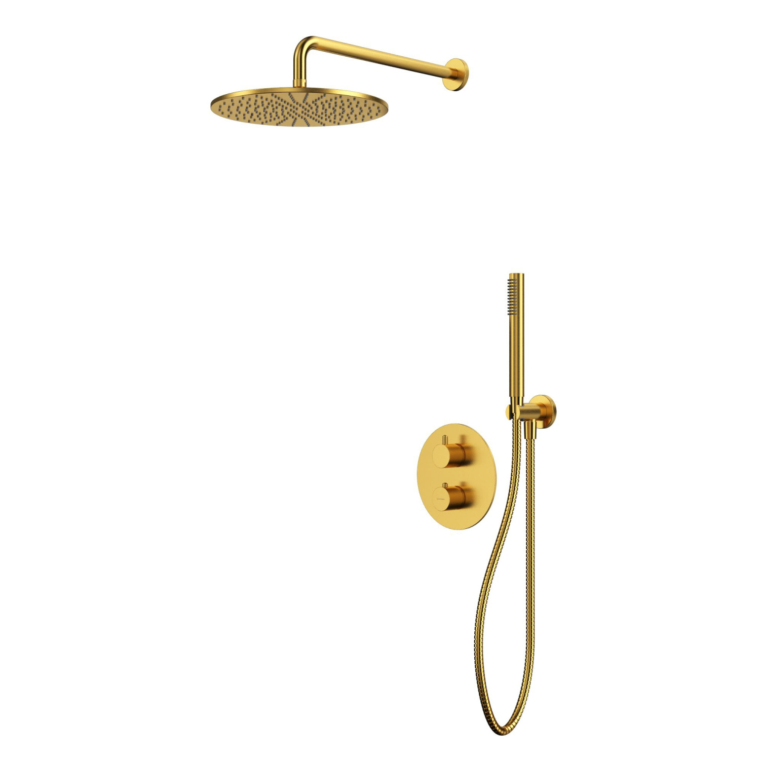 Whitecross Y Душевой комплект встраиваемый: термостат ручной и верхний душ, шланг цвет: золото браш. YSET08GLB