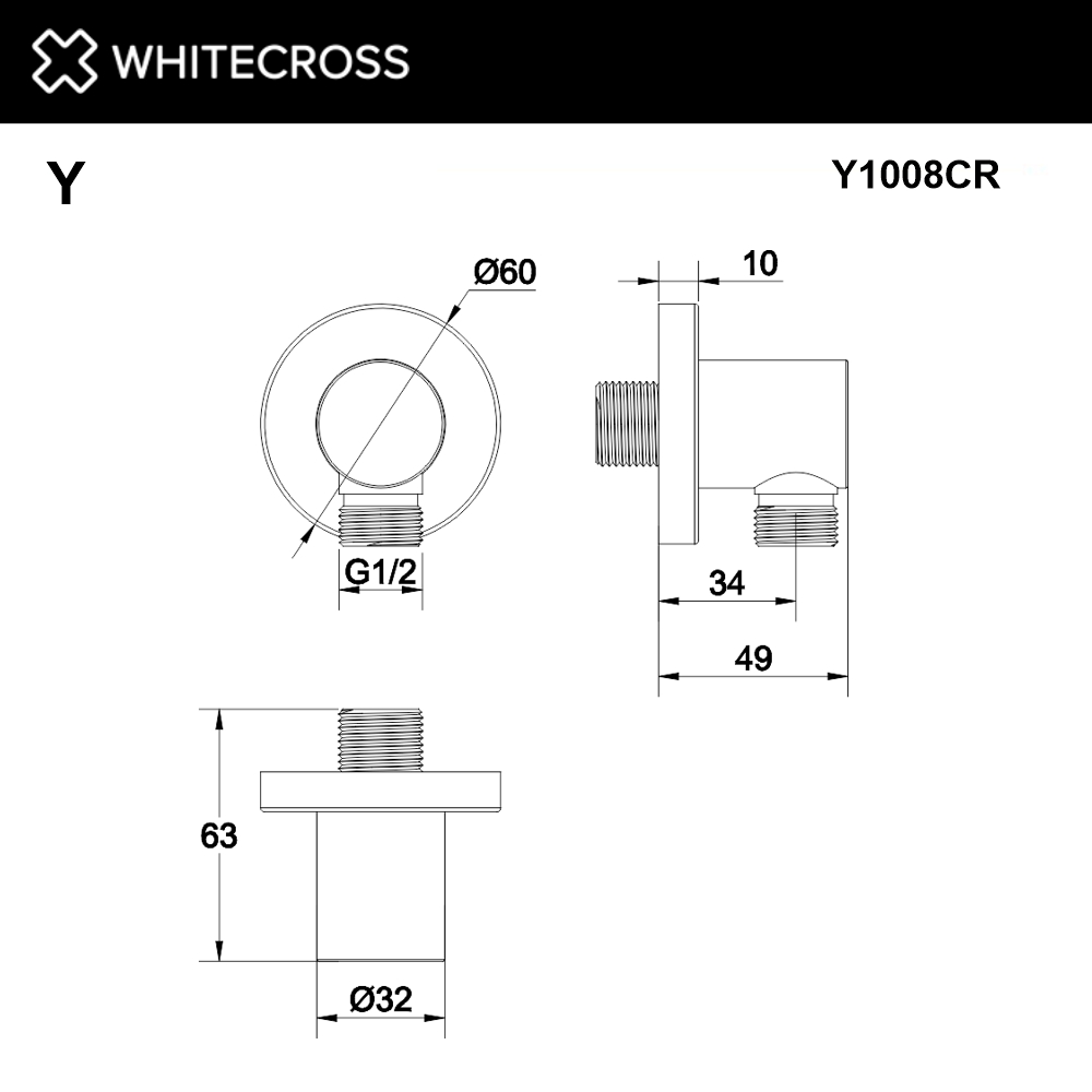Whitecross Y Шланговое подключение для душа, латунь цвет: хром глянцевый Y1008CR