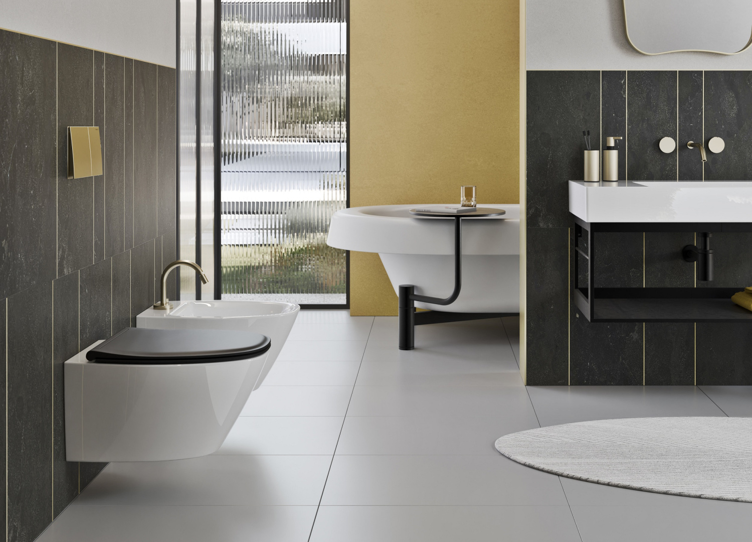 GSI Modo+ Биде подвесное, 1 отверстие под смеситель, перелив, без крепежа, цвет: белый глянцевый 8465111