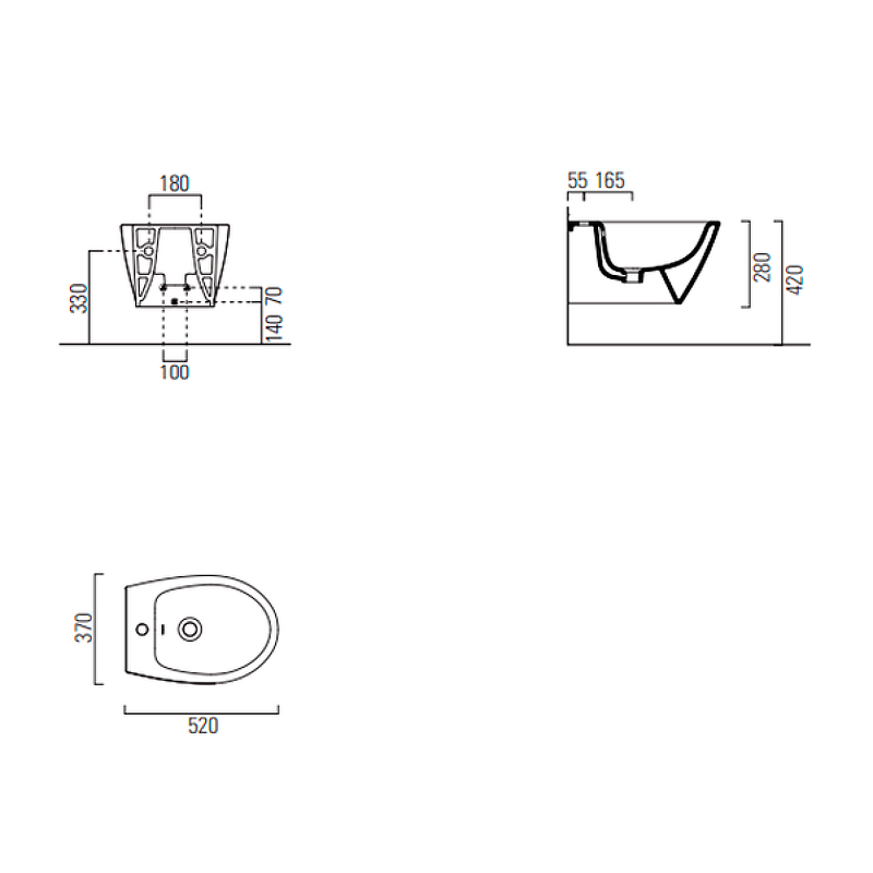 GSI Modo Биде подвесное с 1 отверстием под смеситель и переливом, без крепежа, цвет: ardesia opaco 9864126