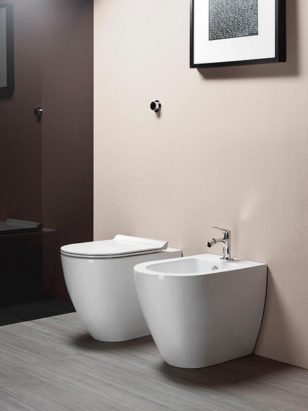 GSI Pura Биде напольное с 1 отверстием под смеситель и переливом, без крепежа, цвет: белый глянцевый 8872111