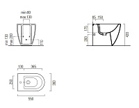 GSI Pura Биде напольное с 1 отверстием под смеситель и переливом, без крепежа, цвет: белый глянцевый 8872111