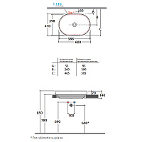 Globo T-Edge Раковина встраиваемая сверху 60x41 см, без перелива, без д/к, цвет: белый глянцевый B6O61BO