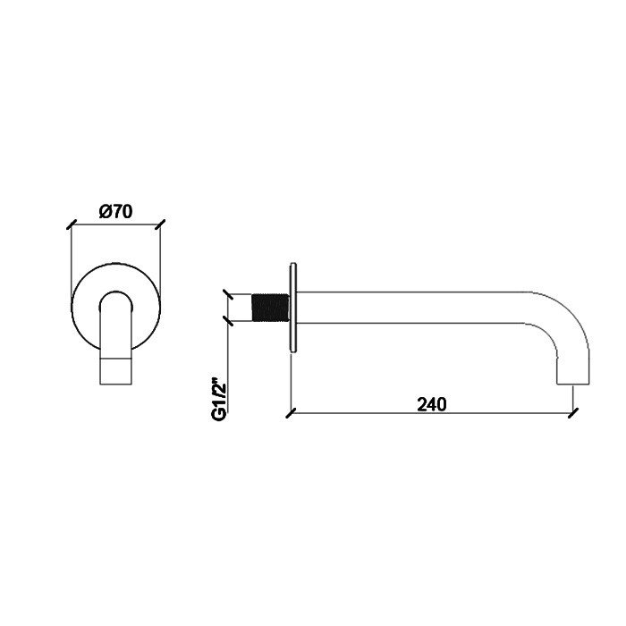 Almar Round Излив настенный для ванны 24 см, цвет: brushed copper E098007.CO
