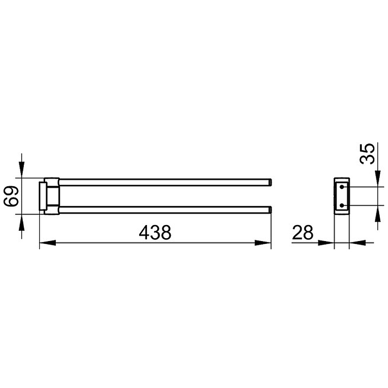 Keuco Plan Полотенцедержатель двойной 43см, поворотный, цвет: черный матовый 14918 370000