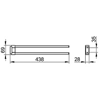 Keuco Plan Полотенцедержатель двойной 43см, поворотный, цвет: черный матовый 14918 370000