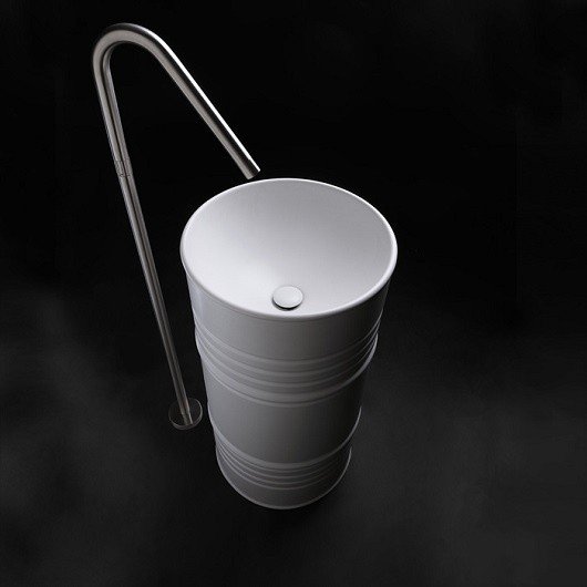 Kerasan Смеситель для раковины, напольный, с прогрессивным картриджем, цвет: нерж. сталь сатин. 756198 NEW