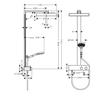 Hansgrohe Rainfinity Душевая стойка с термостат. смесит., верхним и ручным душем, шланг, цвет: хром 26853000