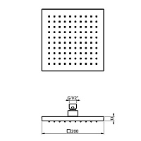 Almar Square 200 Верхний душ без кронштейна 20х20 см, 1 режим, цвет: matt black E044078.MB