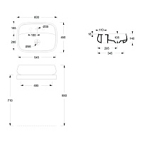Alice Nur Раковина чаша 60х45х14h см, без перелива, цвет: белый матовый 33210109