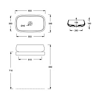 Alice Nur Раковина чаша 60х35х14h см, без перелива, цвет: черный матовый 33250108