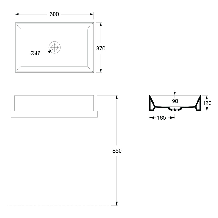 Alice Spy Раковина чаша 60х37х12h см, без перелива, цвет: белый 34250101