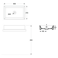 Alice Spy Раковина чаша 60х37х12h см, без перелива, цвет: белый 34250101
