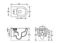 Alice Unica Подвесной унитаз безободковый 35х55 см, смыв торнадо, цвет: серый матовый 32240119