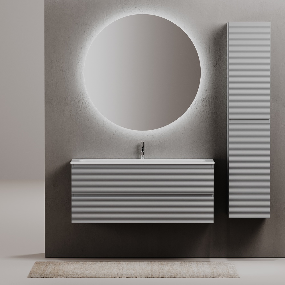 Sancos Folk Подвесная тумба под раковину 119,5х44,5 см, 3D фасад, 2 ящика, цвет: ergraut soft матов. FL120ES