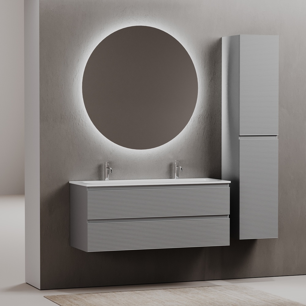 Sancos Folk Подвесная тумба под раковину 119,5х44,5 см, 3D фасад, 2 ящика, цвет: ergraut soft матов. FL120ES