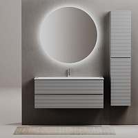 Sancos Folk Подвесная тумба под раковину 119,5х44,5 см, 3D фасад, 2 ящика, цвет: ergraut soft матов. FL120ES