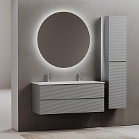 Sancos Folk Подвесная тумба под раковину 119,5х44,5 см, 3D фасад, 2 ящика, цвет: ergraut soft матов. FL120ES