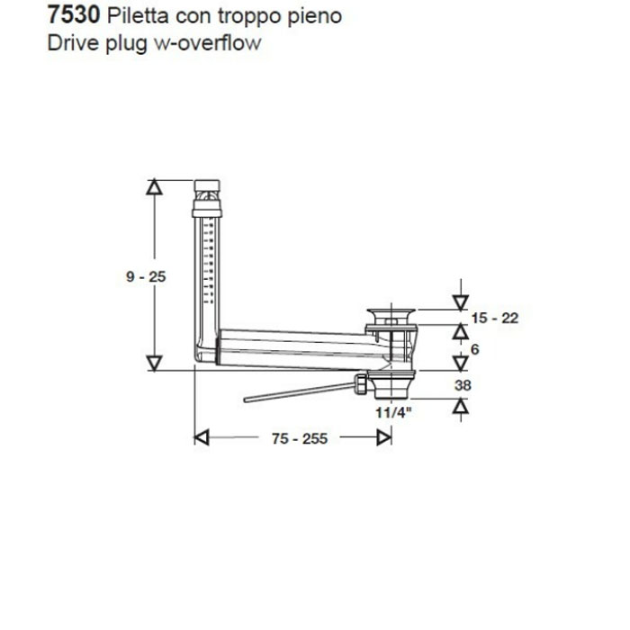 Kerasan Выпуск с переливом для раковины, цвет: Cromo 753001