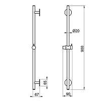 Almar Round Душевая штанга 90 см с держателем для лейки, цвет: brushed stainless steel E087073.316