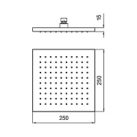 Almar Square Верхний душ без кронштейна 25х25 см, 1 режим, цвет: polished gold E044229.GO